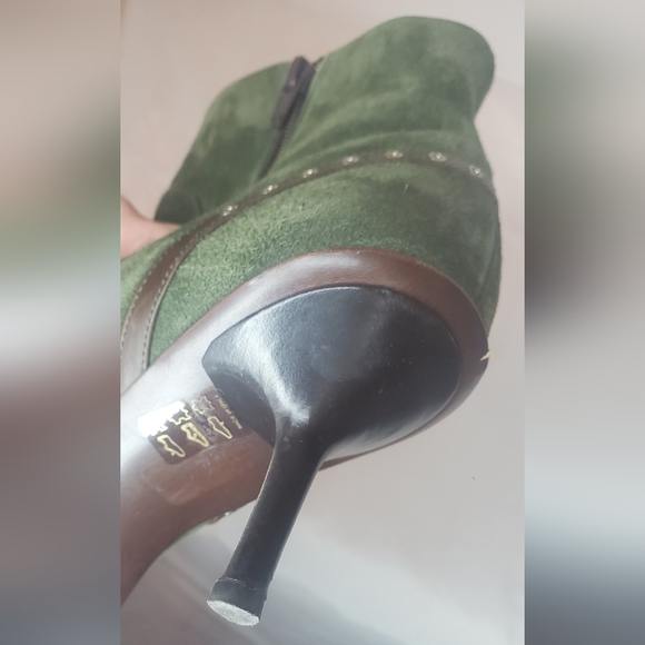 GOFFREDO FANTINI-size 40/10 -suede leather booties- brown leather stitched strap - Picture 13 of 15